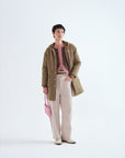 Two Tone Knit Carigan in Brown with Pink