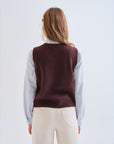 Brown Vest with Flower Detail