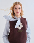 Brown Vest with Flower Detail