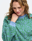 Eadie Relaxed Sweatshirt in Blue Green Wild Animal