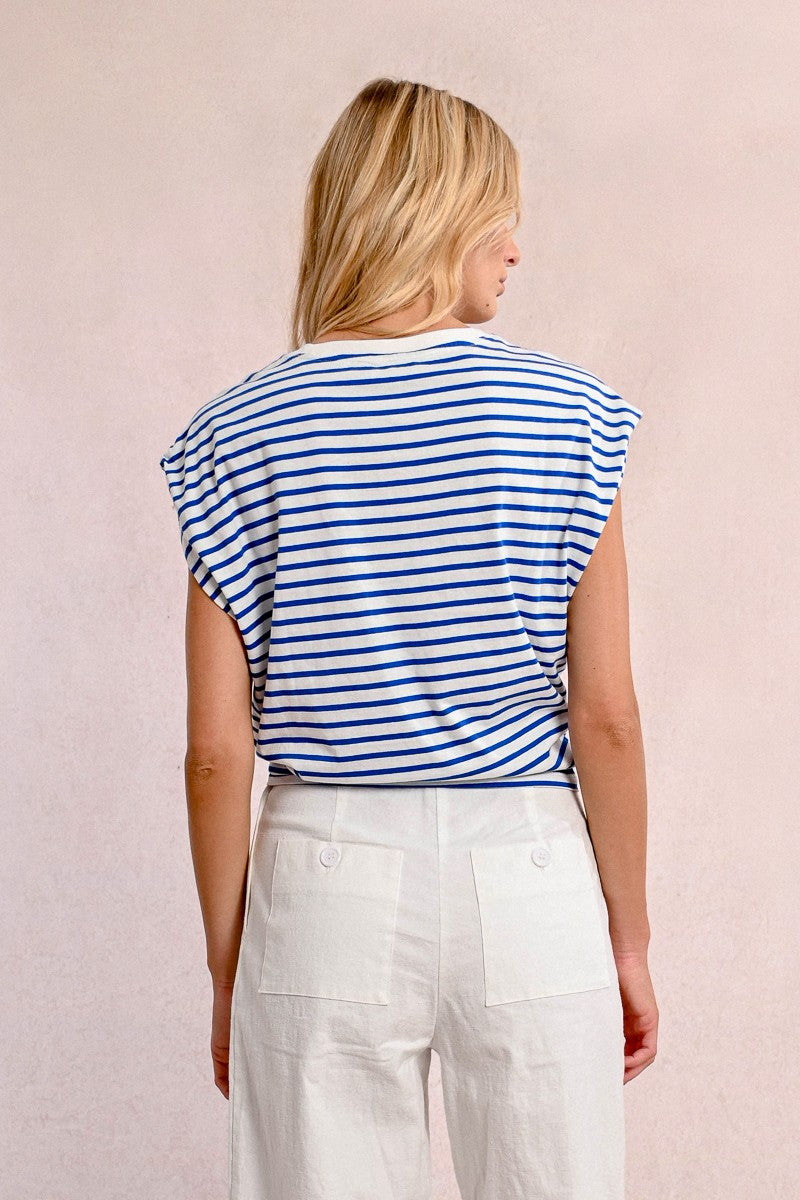 Sleeveless Sailor Top with Front Tie