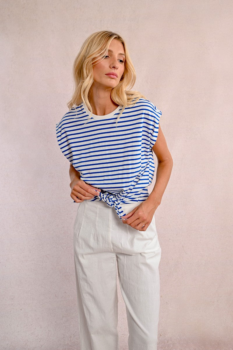 Sleeveless Sailor Top with Front Tie