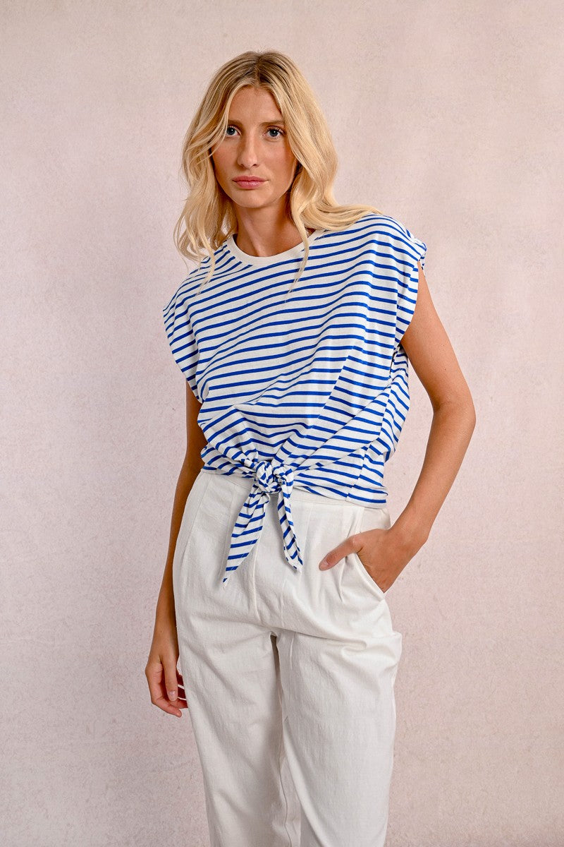 Sleeveless Sailor Top with Front Tie