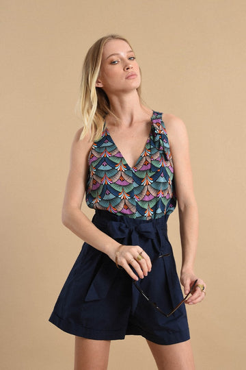 Printed Top with Bow Detail