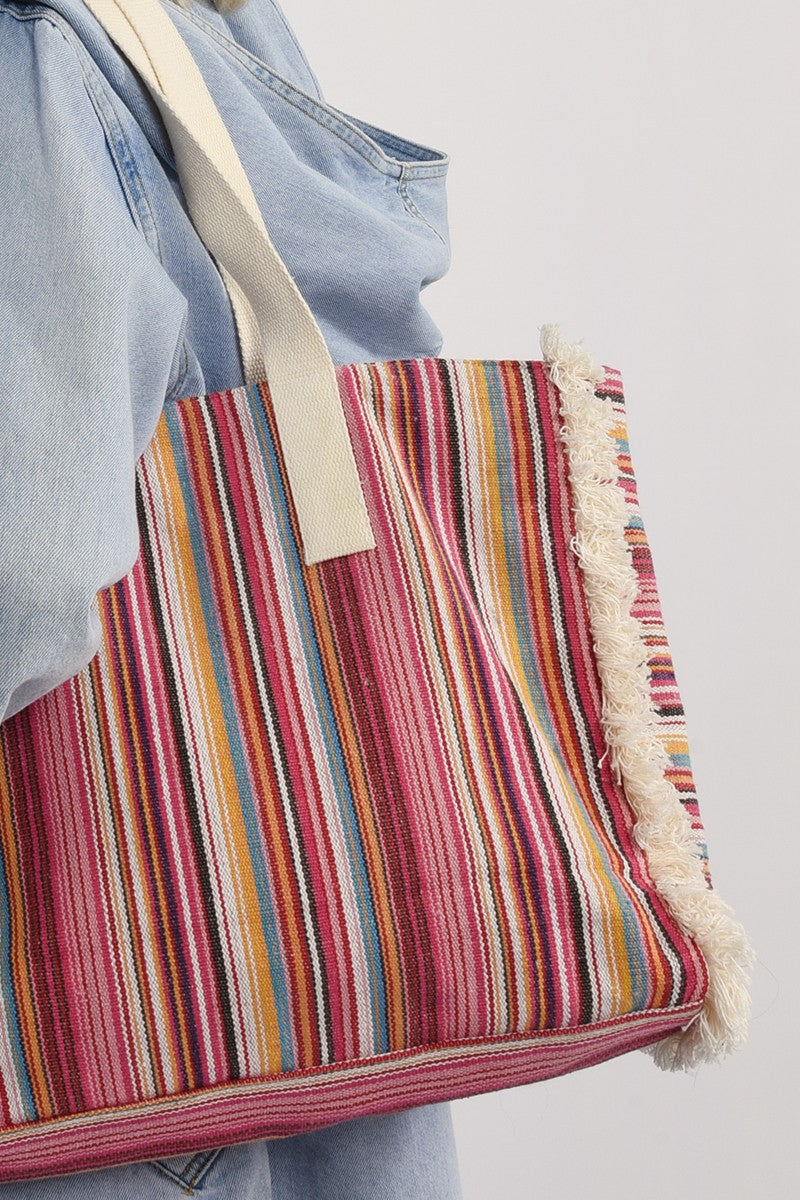 Striped Cotton Tote Bag