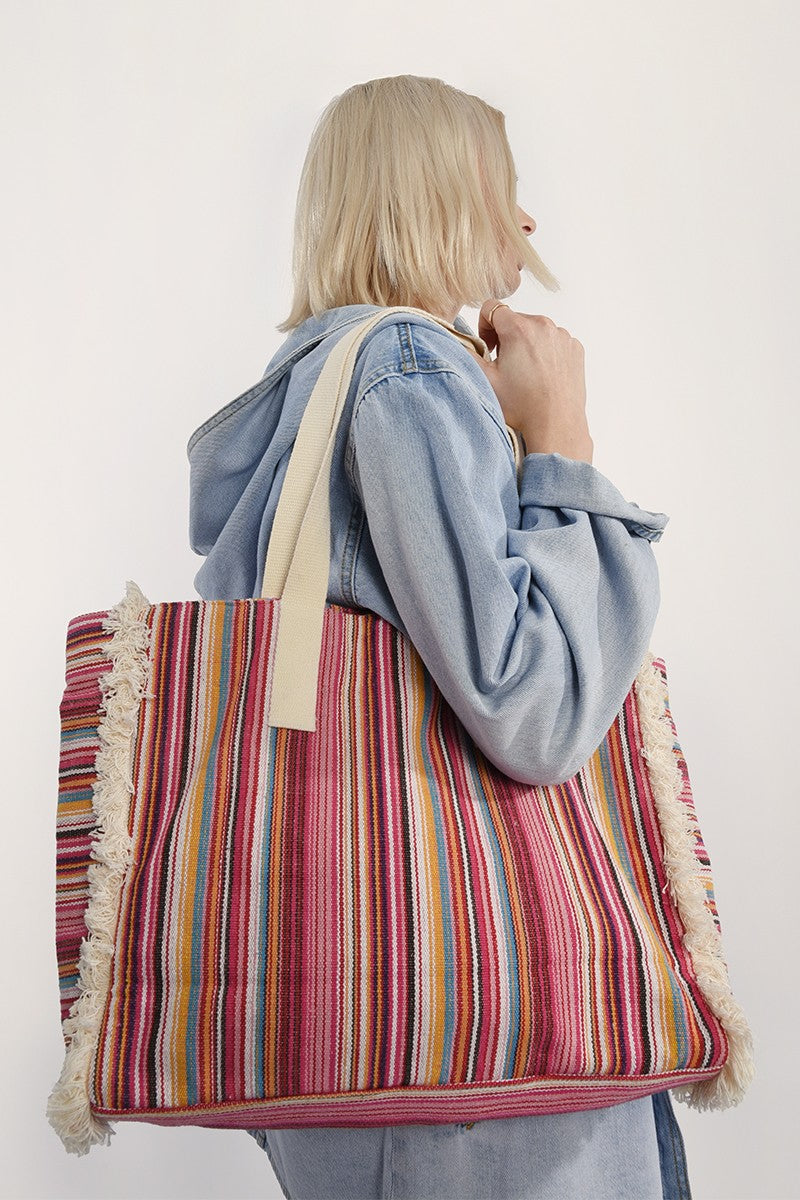 Striped Cotton Tote Bag