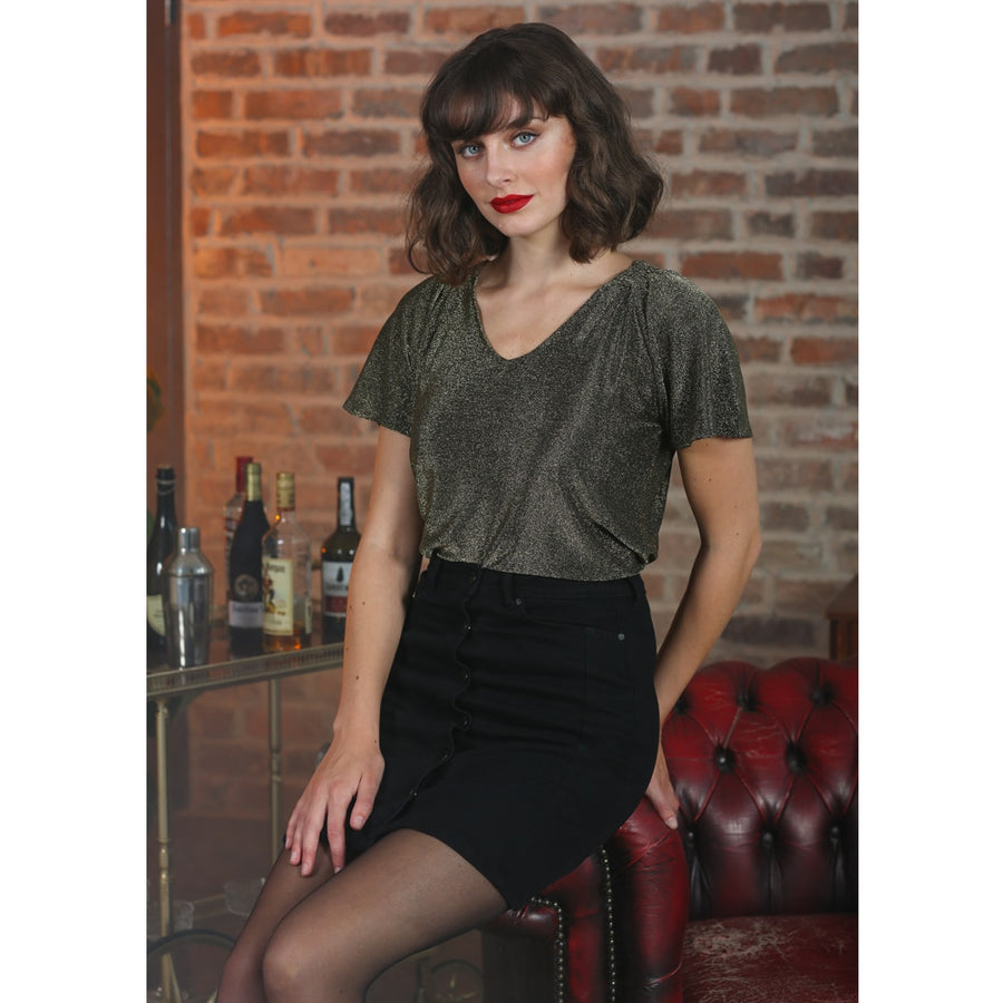 Ava Lurex Tee in Gold