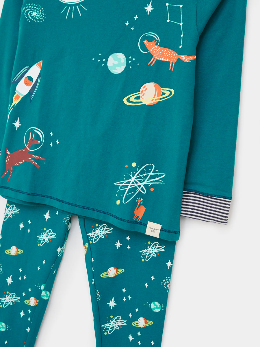 Find Me in Space Jersey PJ Set in Teal