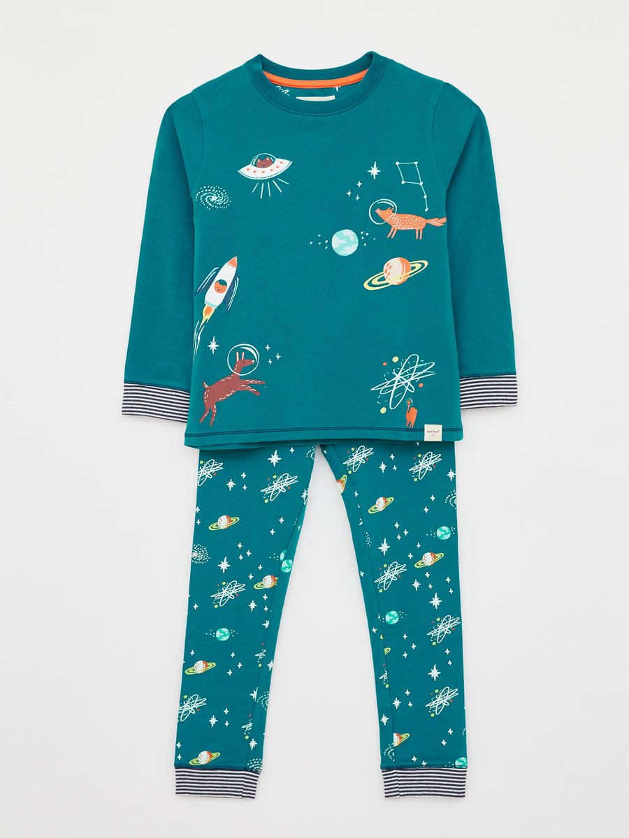 Find Me in Space Jersey PJ Set in Teal