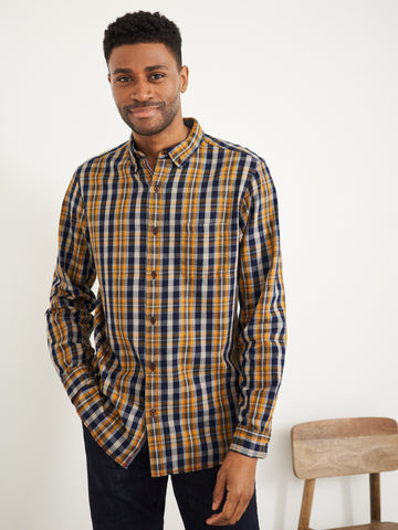 Ochre Check Shirt in Mid Yellow