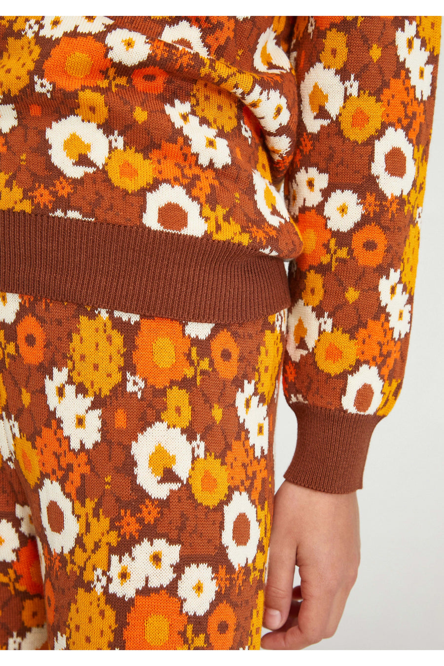 Autumn Floral Print Unisex Long Sleeved Knit Jumper