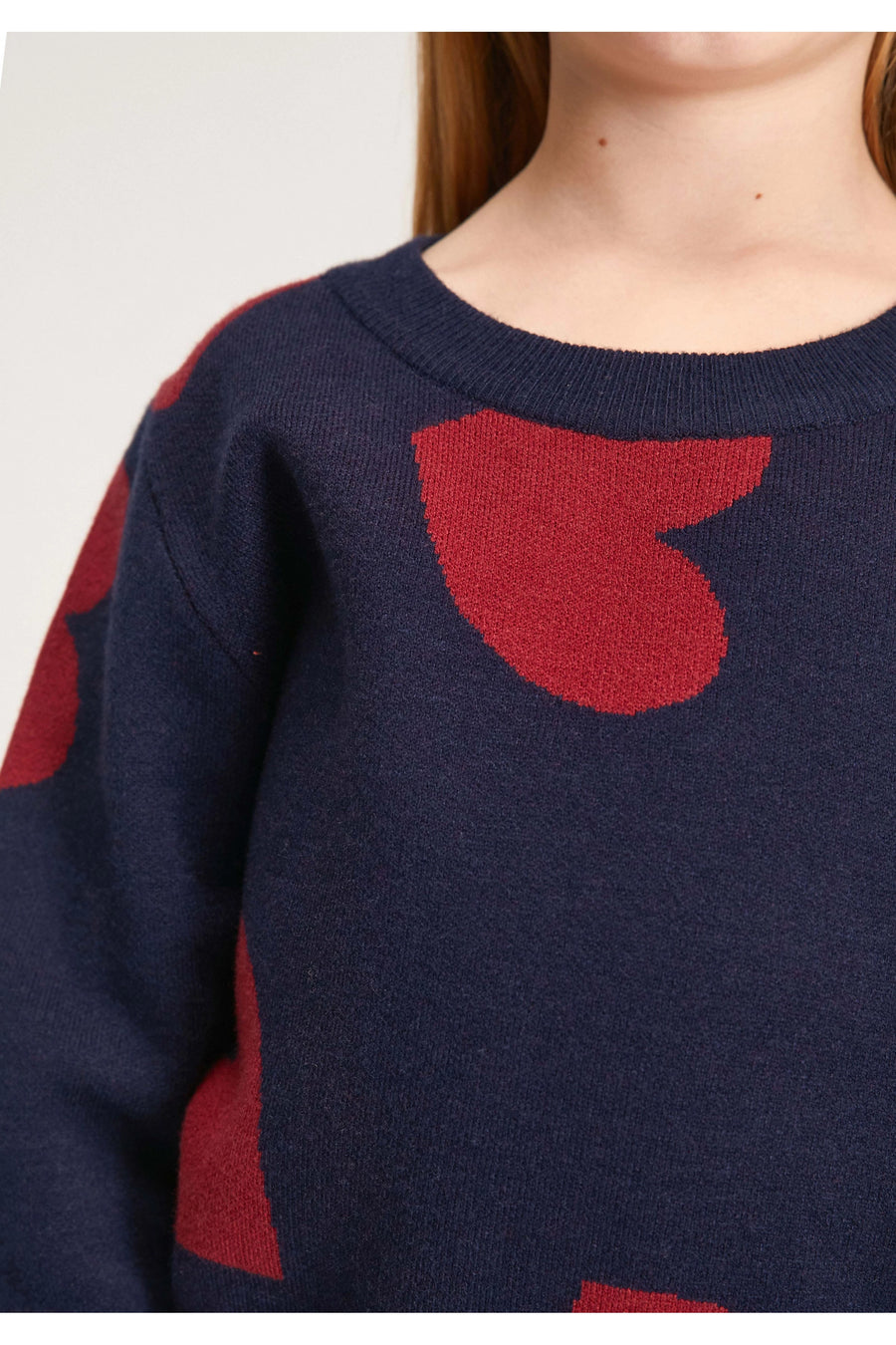 Heart Print Unisex Long Sleeves Jaquard Knit Jumper