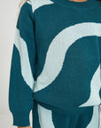 Wave Print Unisex Long Sleeved Jaquard Knit Jumper